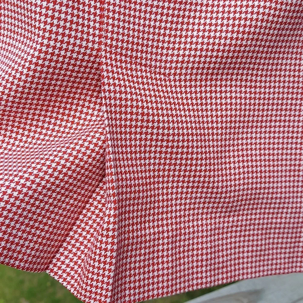 Vintage Ann Taylor Gingham Houndstooth pleated mini Skirt Belt